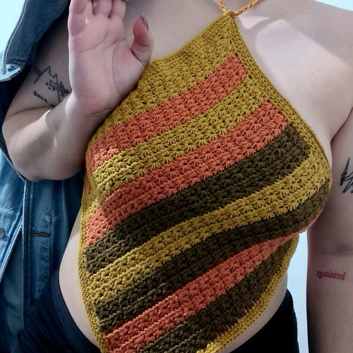Handmade crochet top like new, multicolored