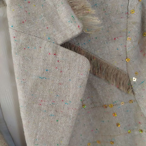 Luxury blazer Lehel by Edith Beni new, beige with sequins and fringes