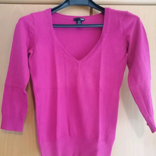 H&M cotton pullover used, fuchsia, size XS