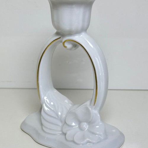 Porcelain candlestick with gilded floral decoration
