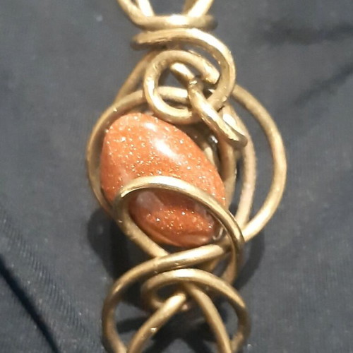 Ella copper ring with goldstone, UniqueJewerly handmade