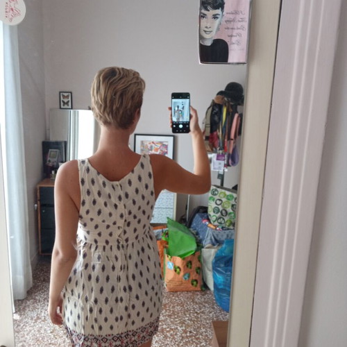 H&M casual dress, size M, white with red pattern