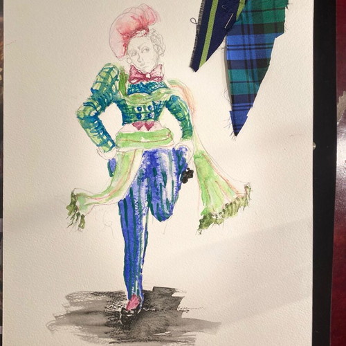 Theatrical costume design used, Alice in Wonderland, watercolor A3