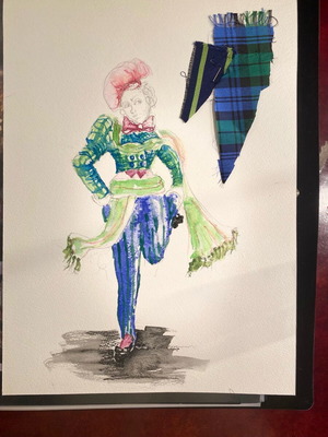 Theatrical costume design used, Alice in Wonderland, watercolor A3
