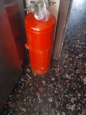 Local Fire Suppression System Cylinder used with Metal Shell and Base