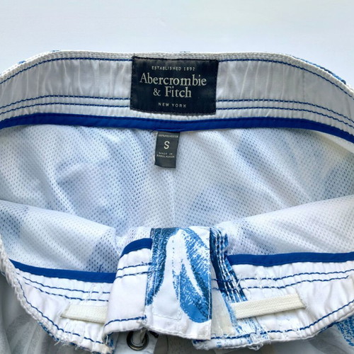 Abercrombie & Fitch men's swim shorts size S like new, white with blue flowers
