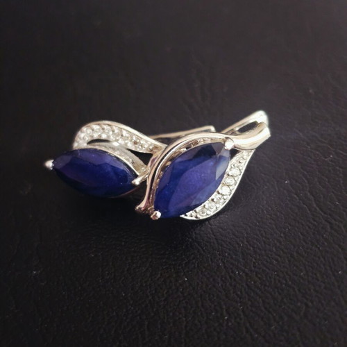 Silver earrings with sapphires and diamonds like new, English clasp