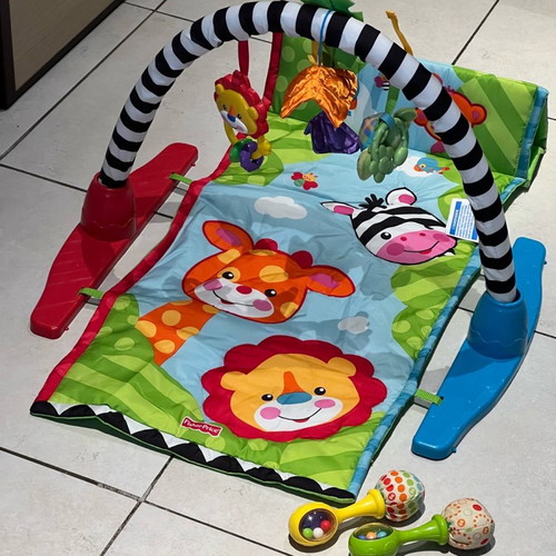 Fisher Price gym used with 2 rattles