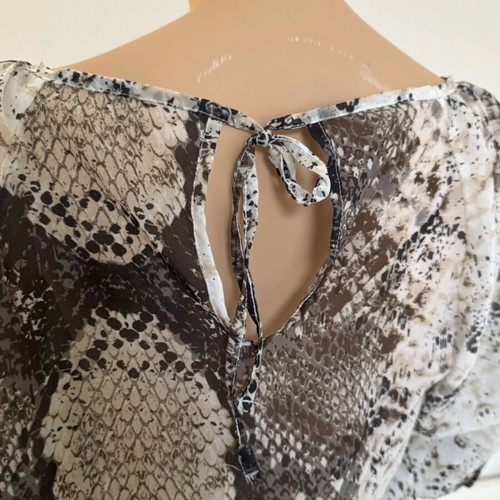 Dejavu top S loose croco airy with soft sleeves and ribbon new multicolor