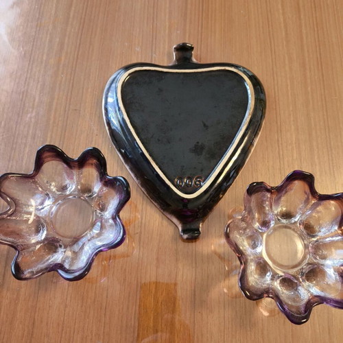 Glass set in purple shades like new, two bowls and platter