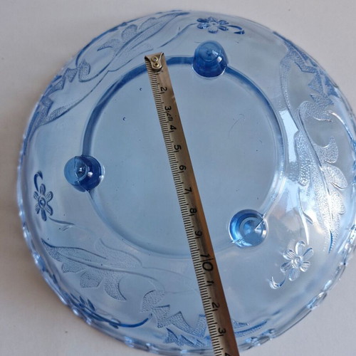 Vintage glass fruit bowl in blue color like new