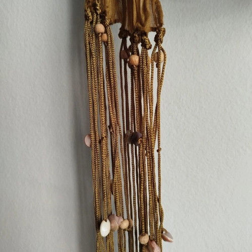 Scarf necklace boho style with long fringes and shells, like new