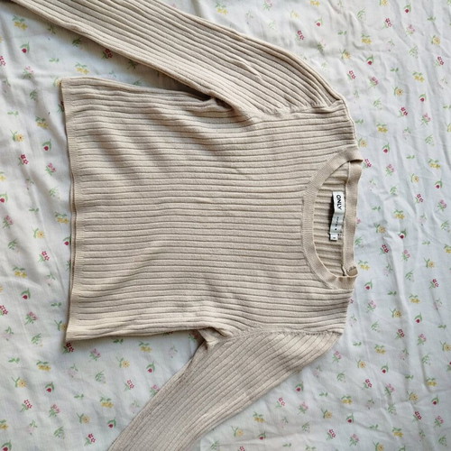 Crop top long sleeve used, beige, size S