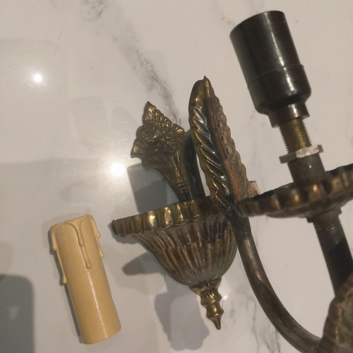 Two vintage brass wall sconces from the 1960s