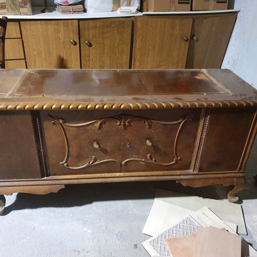 Classic crystal cabinet used, two-piece furniture