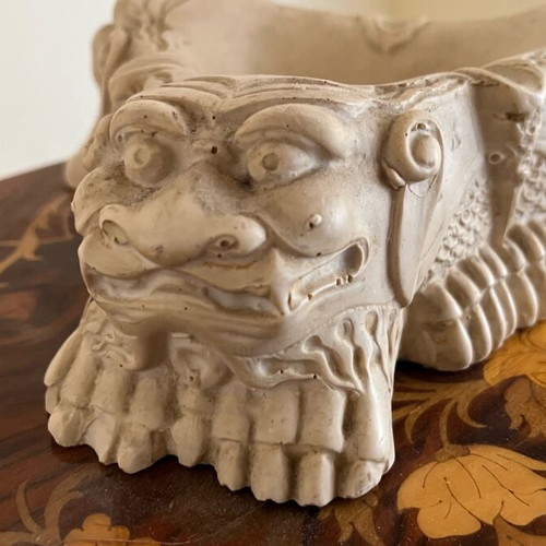 Elephant statue and lion ashtray used