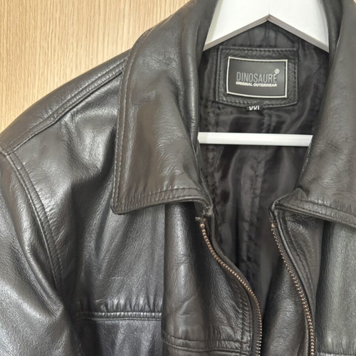 Vintage black leather jacket used, size XXL