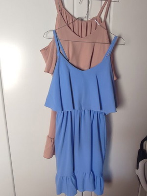 Off Shoulder Dress with Ruffles like new, Pink or Sky Blue, S/M