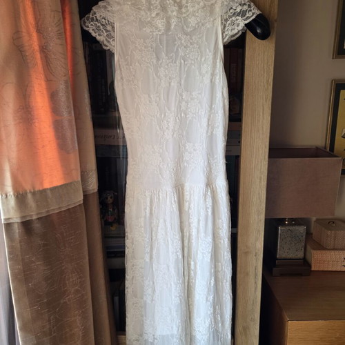 Rubens Alves White Dress like new with Lace and Ruffles, Size M