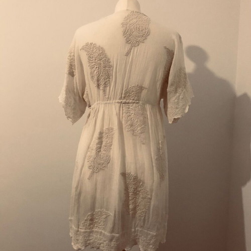 Zara tunic white cotton embroidered dress new, size S