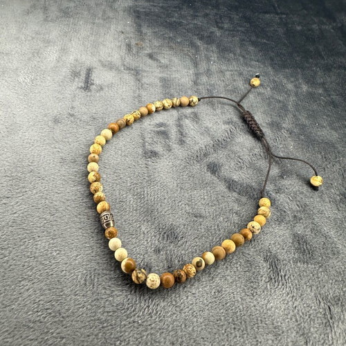 Picture Jasper bracelet handmade with Greek key, new, multicolor