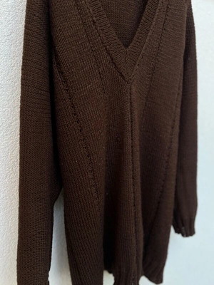 Loose knitted top, brown, size M-L