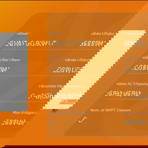 Lumentree 48V 6KW On-Of Pure Sine Wave Solar Hybrid Inverter με οθόνη αφής, Dual MPPT 6000 watt
