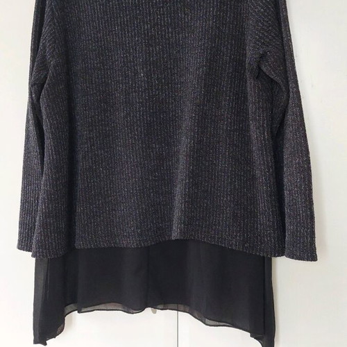 Black blouse with white details and transparency