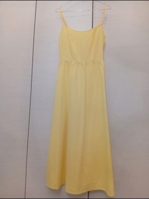 Dress with zipper at back and light elastic, new, yellow, size S