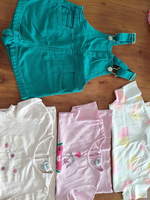 Zara overalls set and 3 t shirts 2-3 years like new, multicolor
