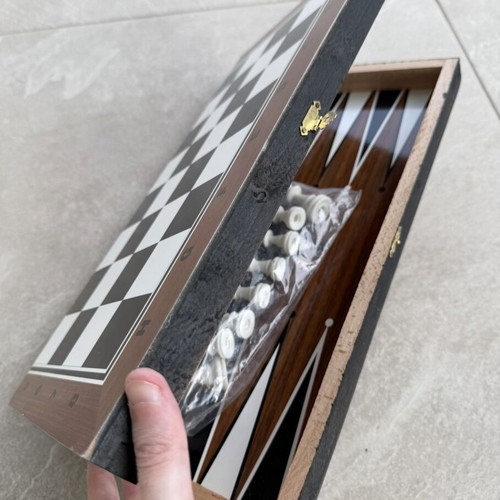 Wooden backgammon and chess set 2 in 1 new, large
