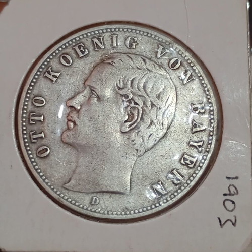 Otto of Bavaria silver coin 5 Mark 1903 used