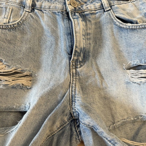 Miss Two distressed denim Bermuda shorts, size L/44