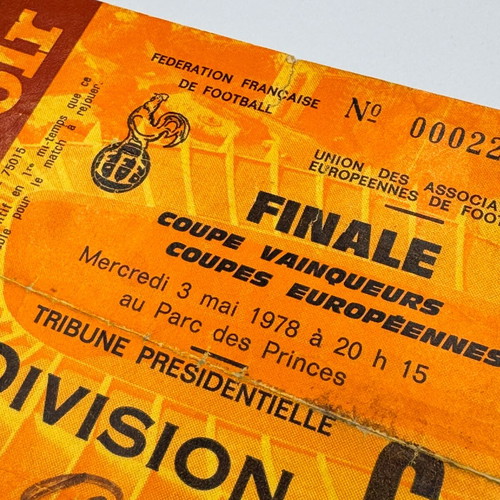 Cup Winners' Cup Final Ticket 1978 used Anderlecht vs Austria Wien