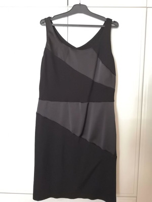 Bambino black evening dress with thin straps and satin panels, Small/Medium