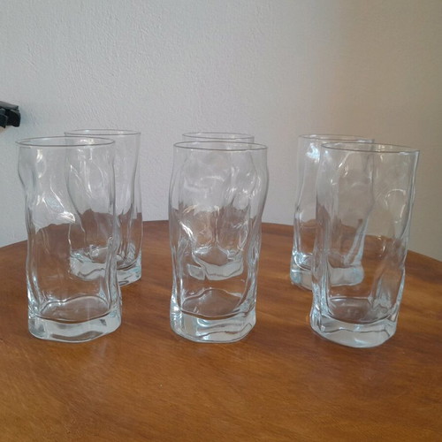 Water frappe glasses set of 6, thick glass, like new