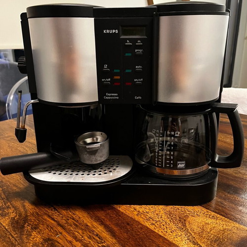Krups coffee maker used for French, espresso and milk froth