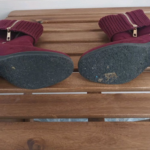 2-in-1 boots used, burgundy with gold zipper, size 38