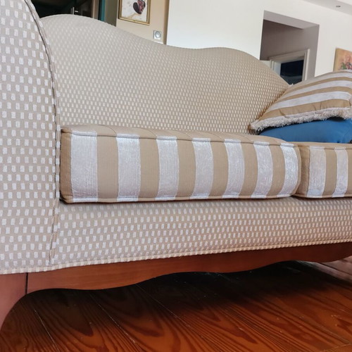 Two- and three-seater sofa set, solid wood, elegant upholstery