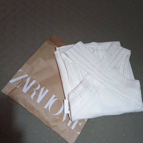 Zara Home maxi nightgown, size L, soft cotton, ecru