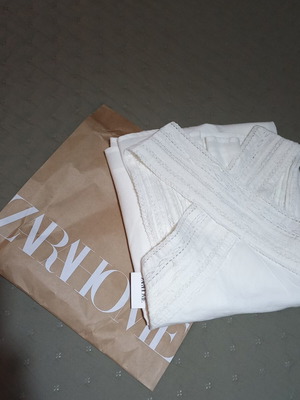 Zara Home maxi nightgown, size L, soft cotton, ecru