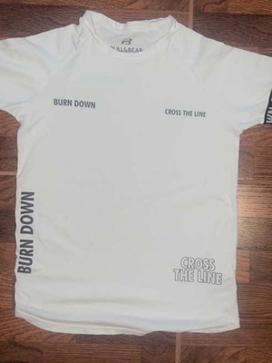 Burn Down Cross The Line White T-shirt Small like new by Pull & Bear