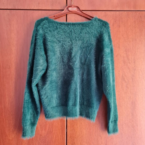 Velour sweater Mango new, small, green, 100% polyamide