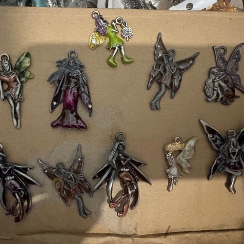 Fairy pendants new, pack of 100 with enamel and zircon