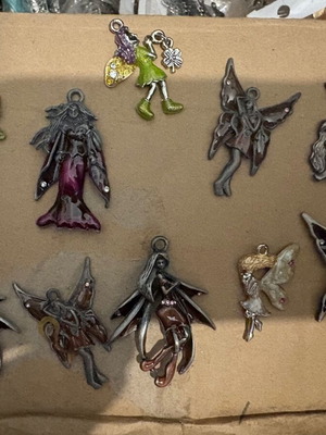 Fairy pendants new, pack of 100 with enamel and zircon