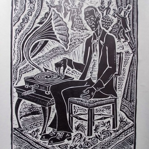 Handmade linocut Retro new