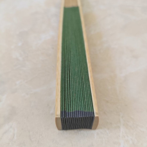 Traditional Handmade Asian Fan with Bamboo ribs and golden-green paper