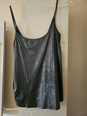 Blouse with leather-type straps used, black, size S
