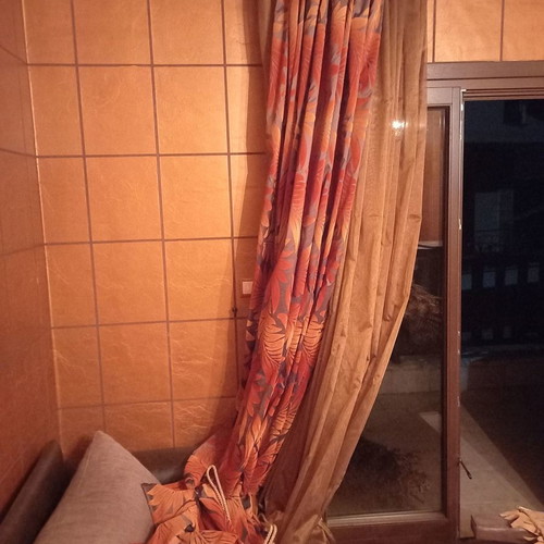 Curtain set used velvet and taffeta with curtain rod