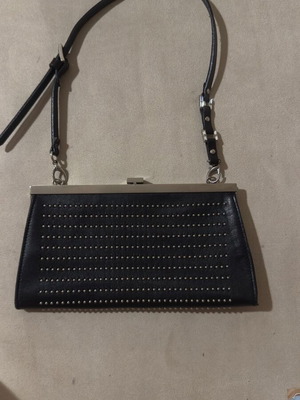 Elena Meyer clutch bag like new, black with metal studs